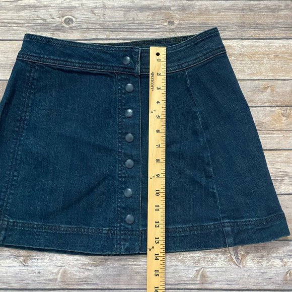Free People Dark Wash Snap Up Denim Mini Skirt - Picture 11 of 11